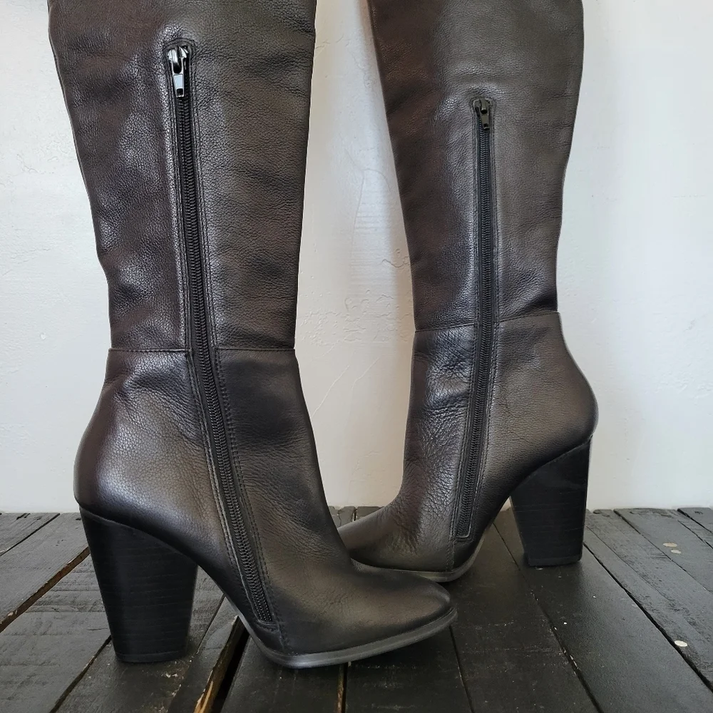 STEVEN NWOT Black Thigh High Boots Women's 5 Over the Knee Heeled Heels Sexy OTK